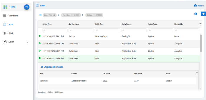 Detailed Audit Log